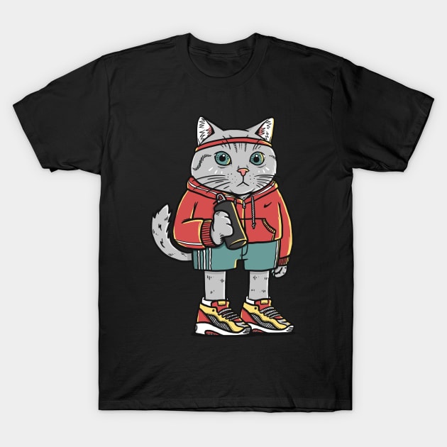 Runner Running Cat Sport Club T-Shirt by Cat Lover Studio